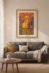 Retro Cat Poster | Psychedelic Sunburst Colors, Living Room Decor
