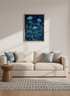 Blue Thistle Floral Wall Art | Navy & Gold Botanical Poster, Moody Bedroom Decor