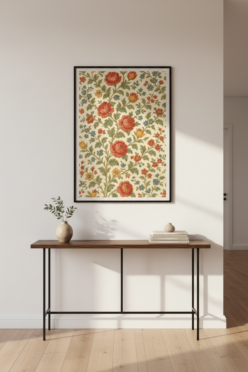 Victorian Floral Wall Art Print | Ornate Flowers Home Decor | Cottagecore Botanical Poster | Digital Download Available