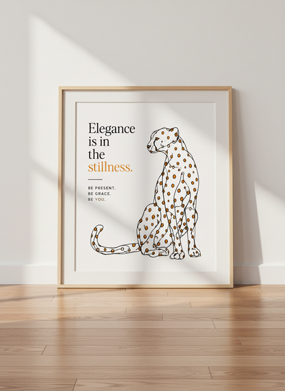 Minimalist Cheetah Wall Art Print | Glamour Office Decor | Black &amp; Gold Aesthetic Poster | Modern Leopard Quote Art