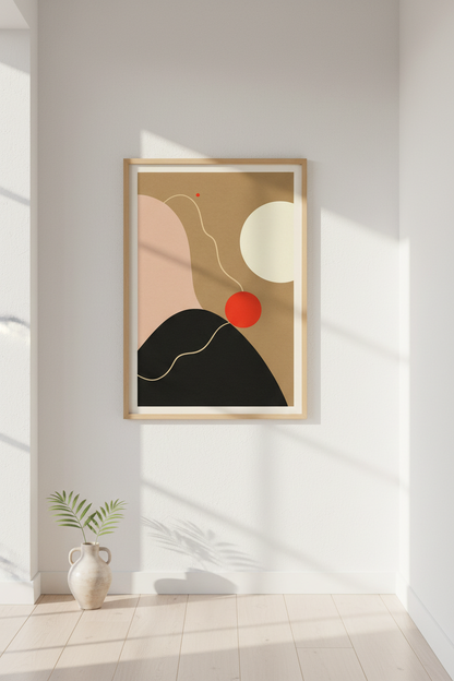 Abstract Shapes Wall Art Print | Mid Century Modern Wall Decor | Minimalist Framed Poster | Aesthetic Room Art