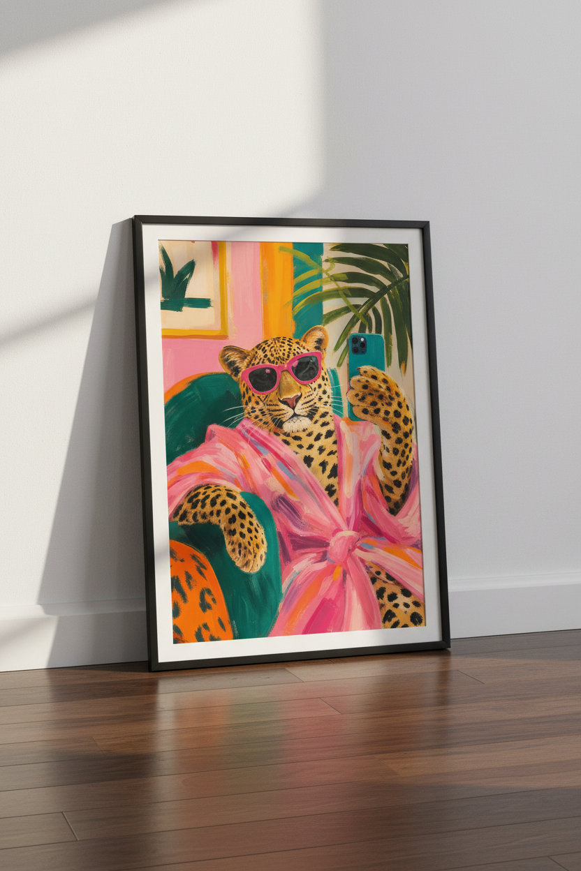 Leopard Wall Art | Colorful Pop Print, Living Room Decor