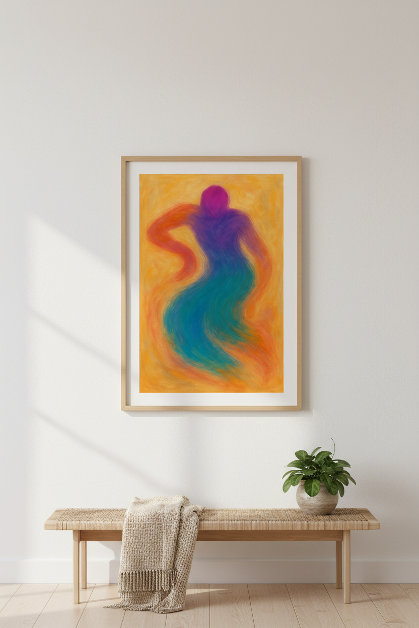 Abstract Figure Wall Art Print | Vibrant Living Room Decor | Modern Aesthetic Framed Poster | Ready To Hang Art