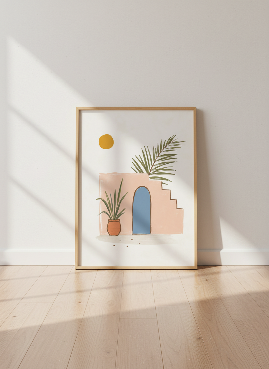 Boho Moroccan Arch Wall Art Print | Desert Terracotta Decor | Minimalist Poster