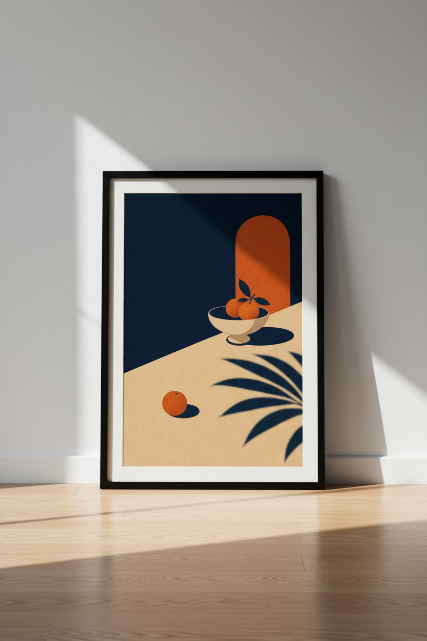 Minimal Still Life | Navy Orange Abstract Kitchen Decor