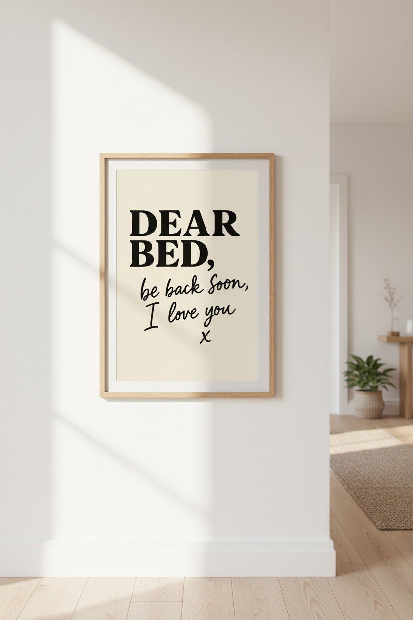 Humorous Typography Framed Wall Art | Bedroom Decor | Funny Quote Poster | Black &amp; Beige Art Print | Ready To Hang