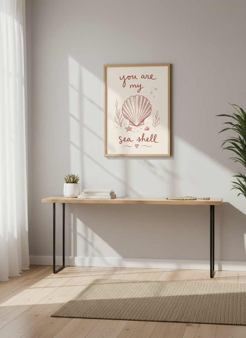 You Are My Sea Shell Print | Coastal Nursery Decor | Vintage Nautical Wall Art