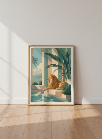 Majestic Lion | Mediterranean Tropical Style, Living Room Wall Art Poster