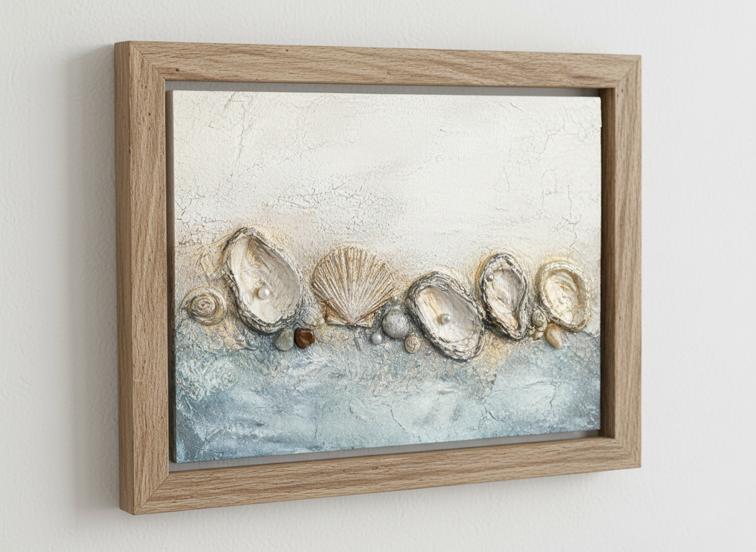 Textured Seashell Coastal Wall Art Print | Boho Beach House Decor | Ocean Oyster Shell Poster | Modern Nautical Art Gift