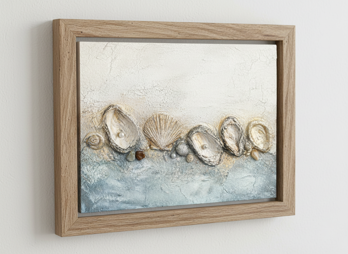 Textured Seashell Coastal Wall Art Print | Boho Beach House Decor | Ocean Oyster Shell Poster | Modern Nautical Art Gift