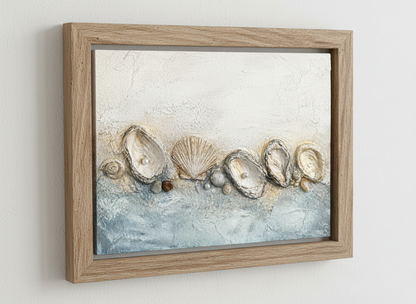 Textured Seashell Coastal Wall Art Print | Boho Beach House Decor | Ocean Oyster Shell Poster | Modern Nautical Art Gift