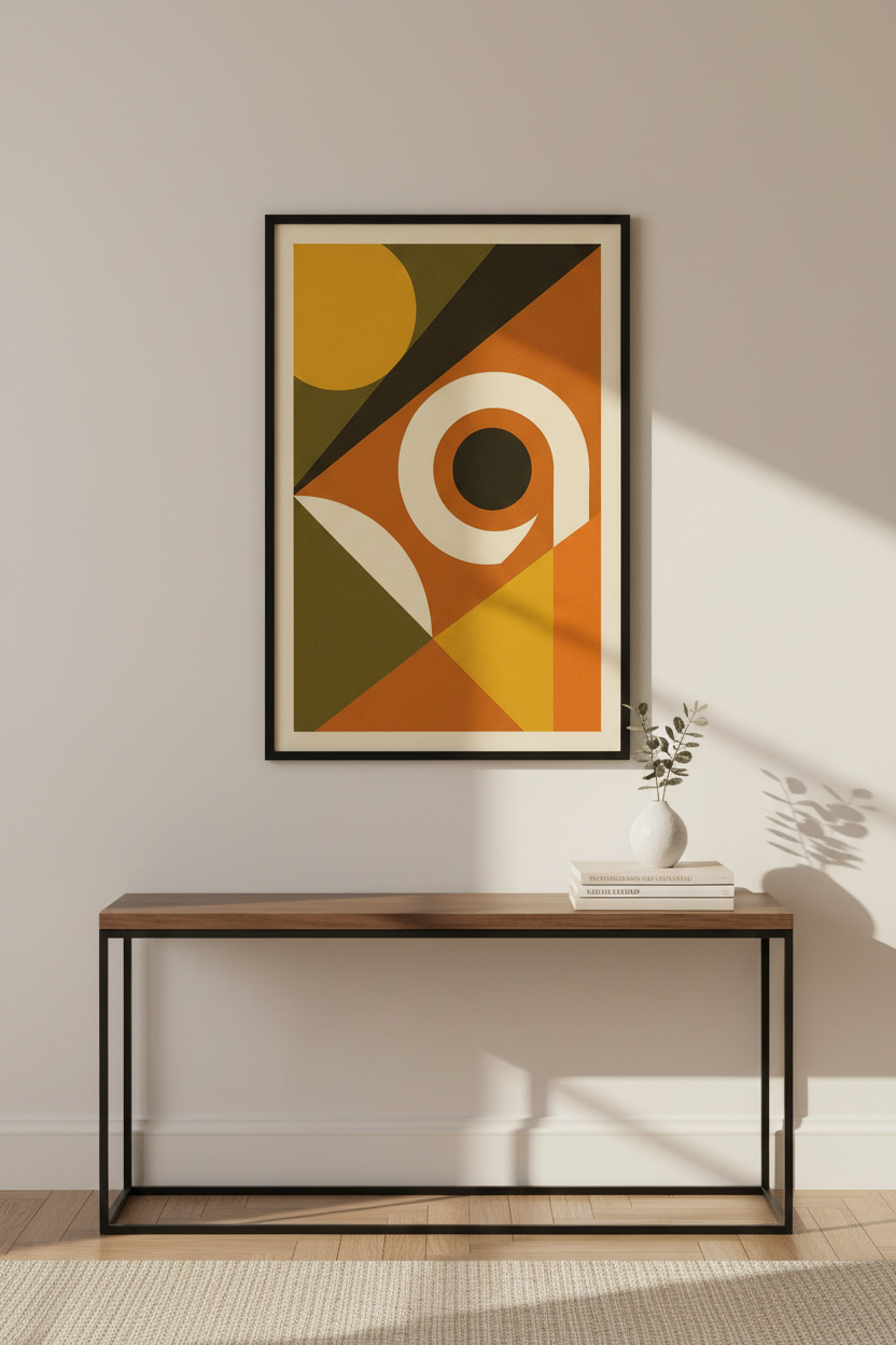 Abstract Mid Century Modern Wall Art Print | Boho Living Room Decor | Retro Minimalist Poster | Orange Green Yellow Art