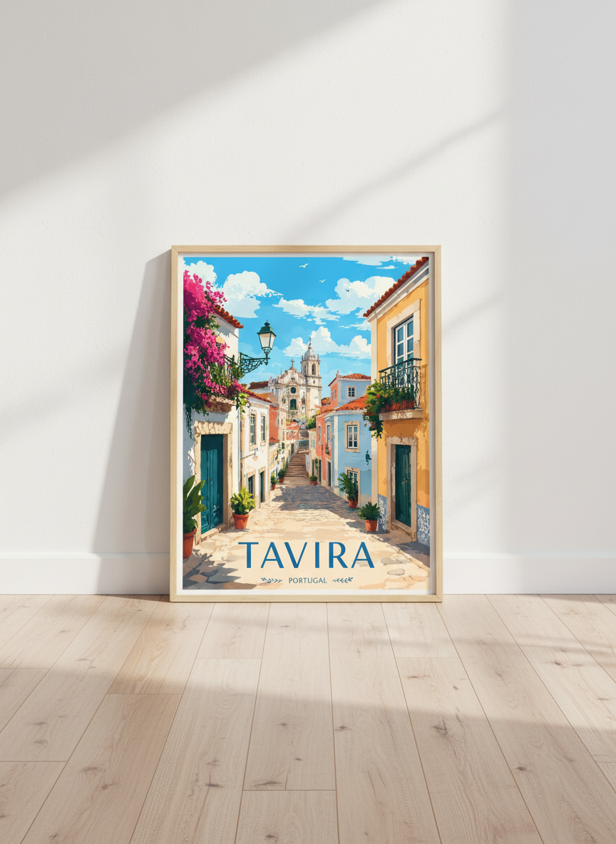 Tavira Portugal Travel Wall Art Print | Mediterranean Decor | Coastal Poster