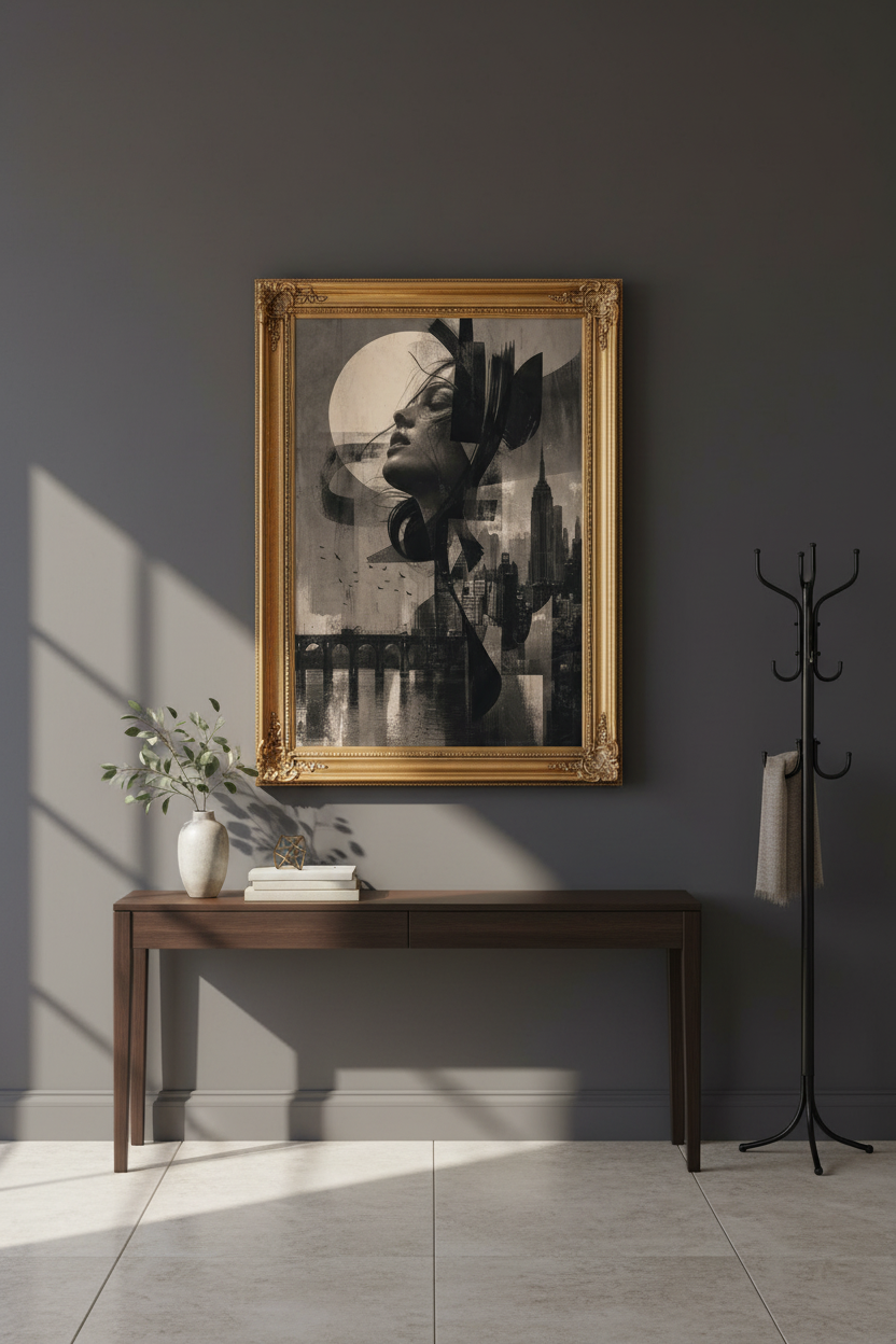 Urban Portrait Print | Monochrome Abstract, Living Room Decor