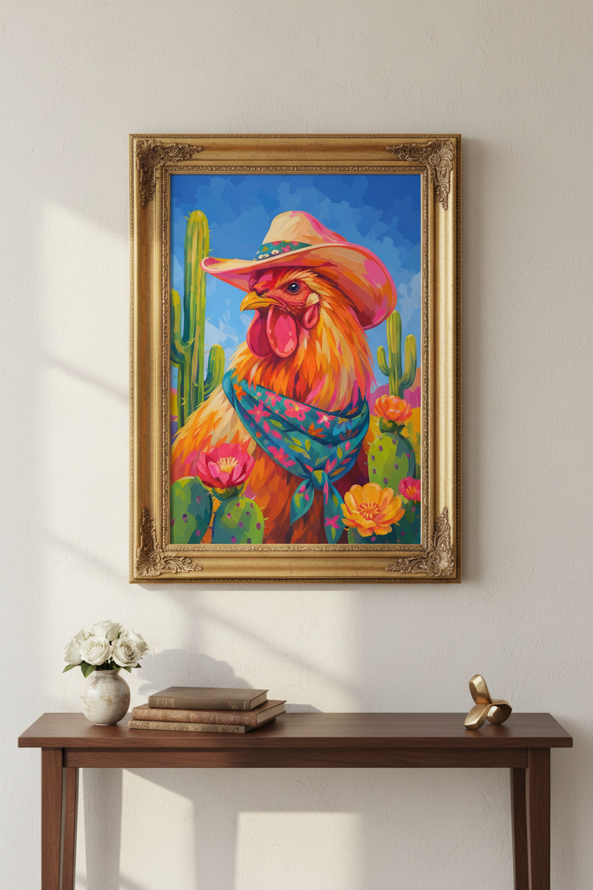 vibrant rooster art | Southwestern colorful, kitchen decor