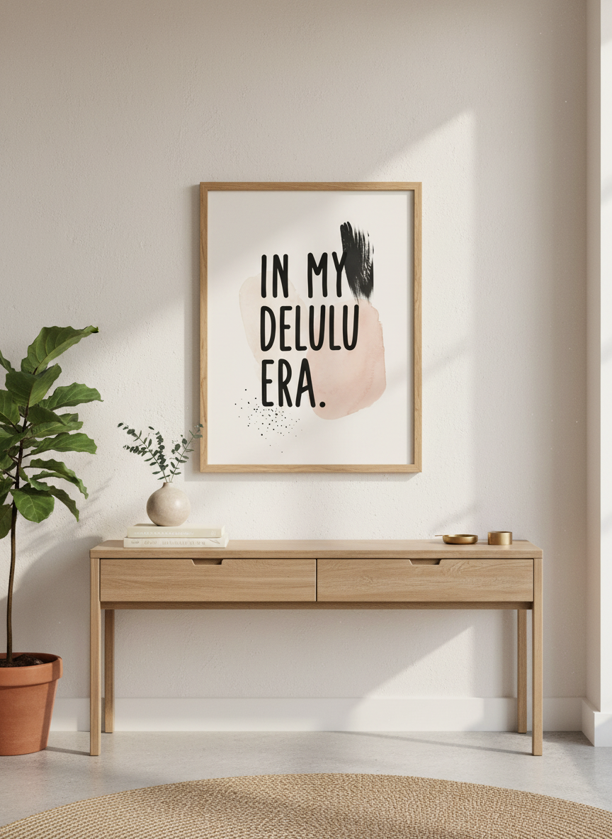 In My Delulu Era Wall Art Print | Trendy Dorm Decor | Minimalist Typography Poster