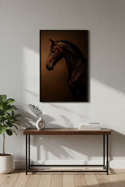 Minimalist Horse Wall Art Print | Equine Bedroom Decor | Rustic Farmhouse Poster | Dark Academia Living Room Wall Hanging