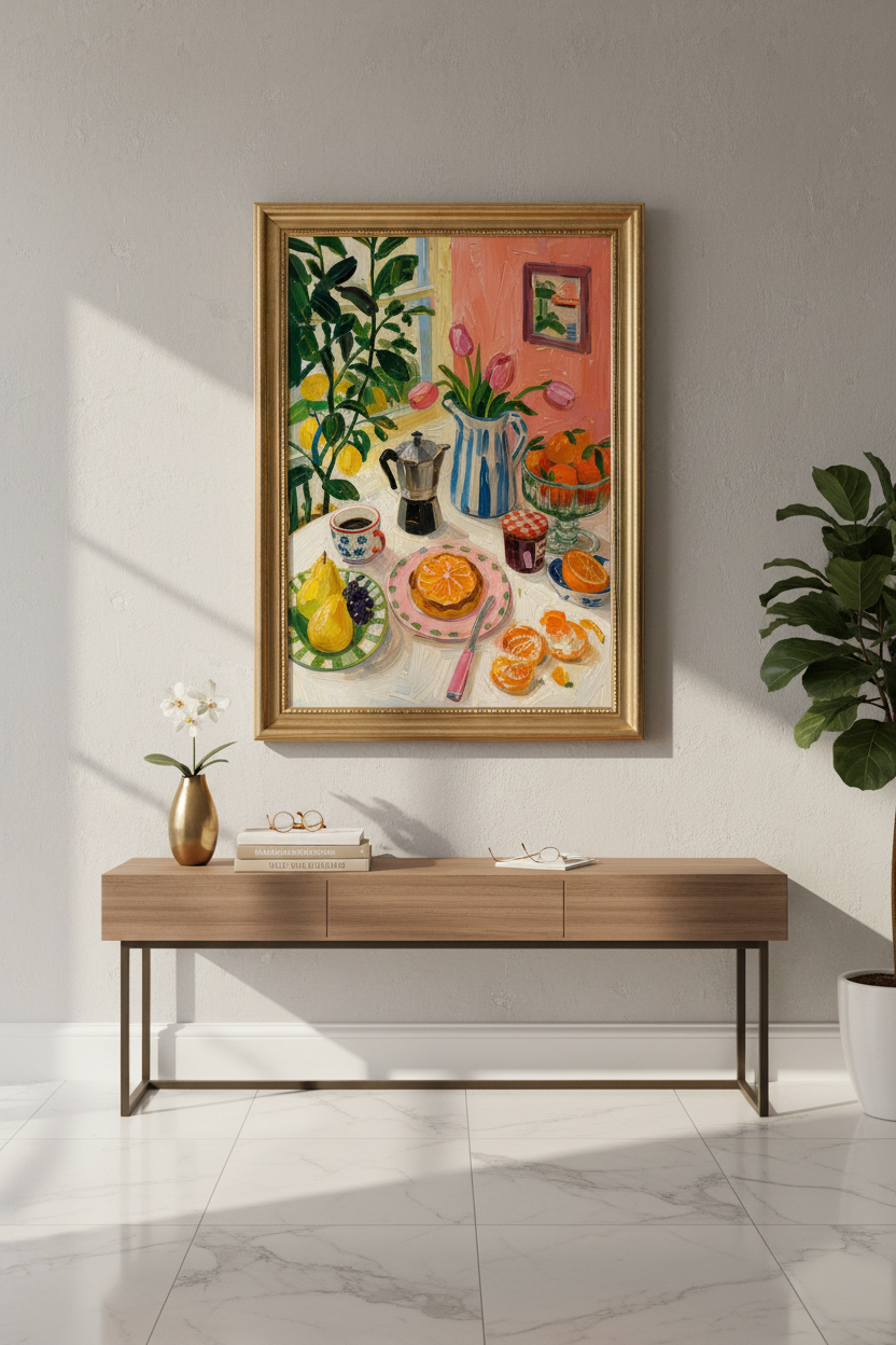 still life print | Painterly Colorful Kitchen Decor, Vibrant Poster