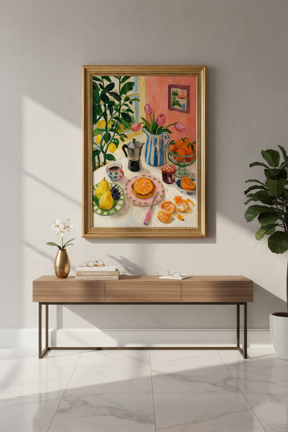 still life print | Painterly Colorful Kitchen Decor, Vibrant Poster