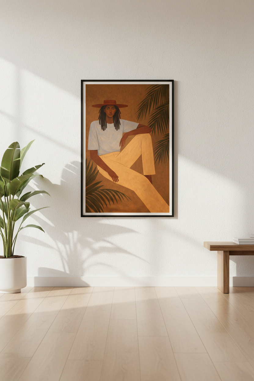 Bohemian Woman Portrait Framed Wall Art | Living Room Decor | Ethnic Aesthetic Poster | Modern Eclectic Ready to Hang