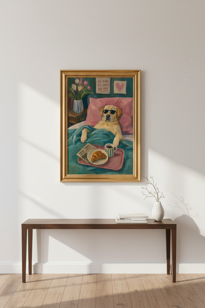 dog wall art print | painterly labrador, bedroom decor, cozy poster