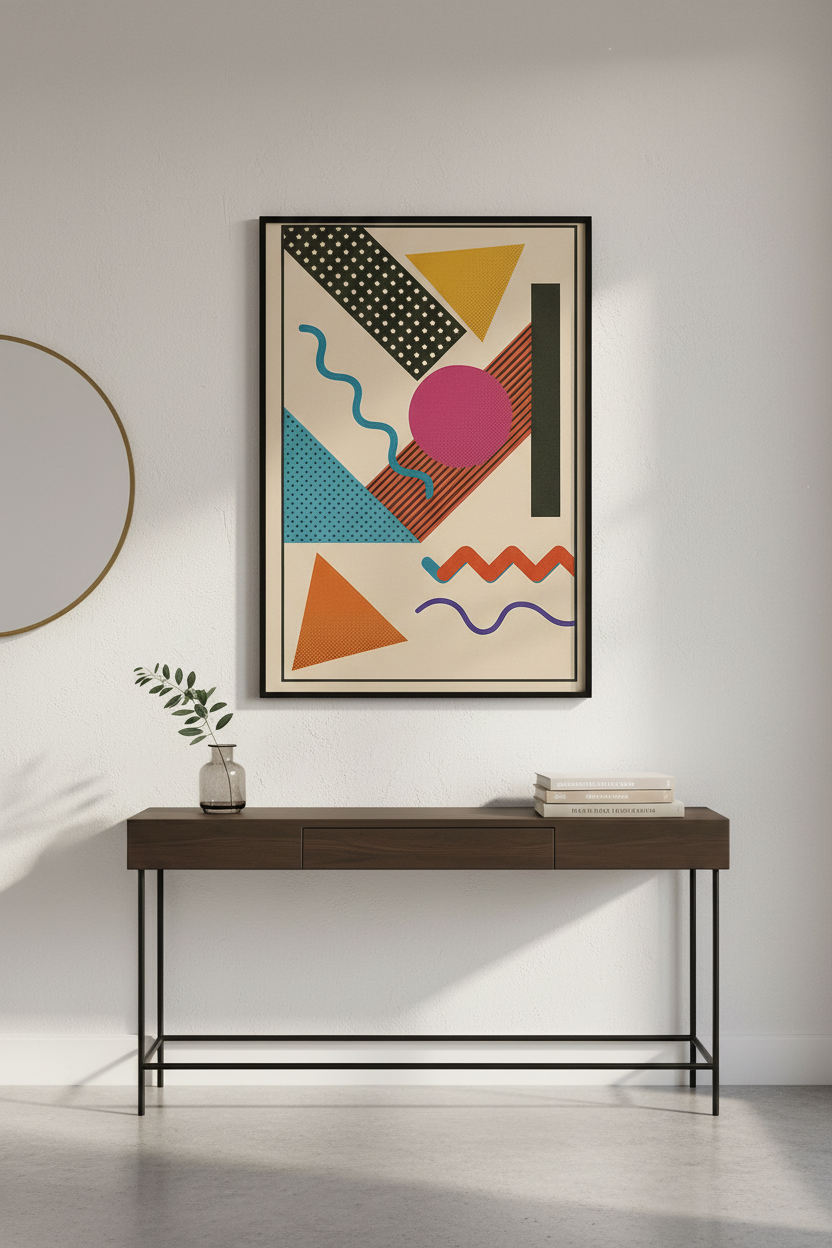 Retro Abstract Geometric Wall Art Print | Mid Century Modern Decor | Eclectic 80s Poster | Living Room Bedroom Art