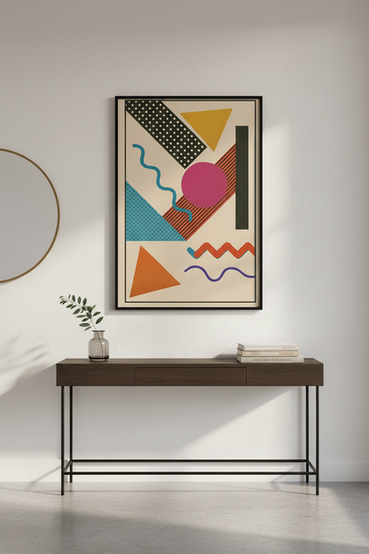 Retro Abstract Geometric Wall Art Print | Mid Century Modern Decor | Eclectic 80s Poster | Living Room Bedroom Art