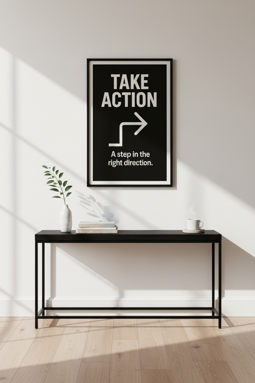 Minimalist Inspirational Quote Wall Art | Take Action Poster Print | Office Decor | Entrepreneur Gift | Motivational Art