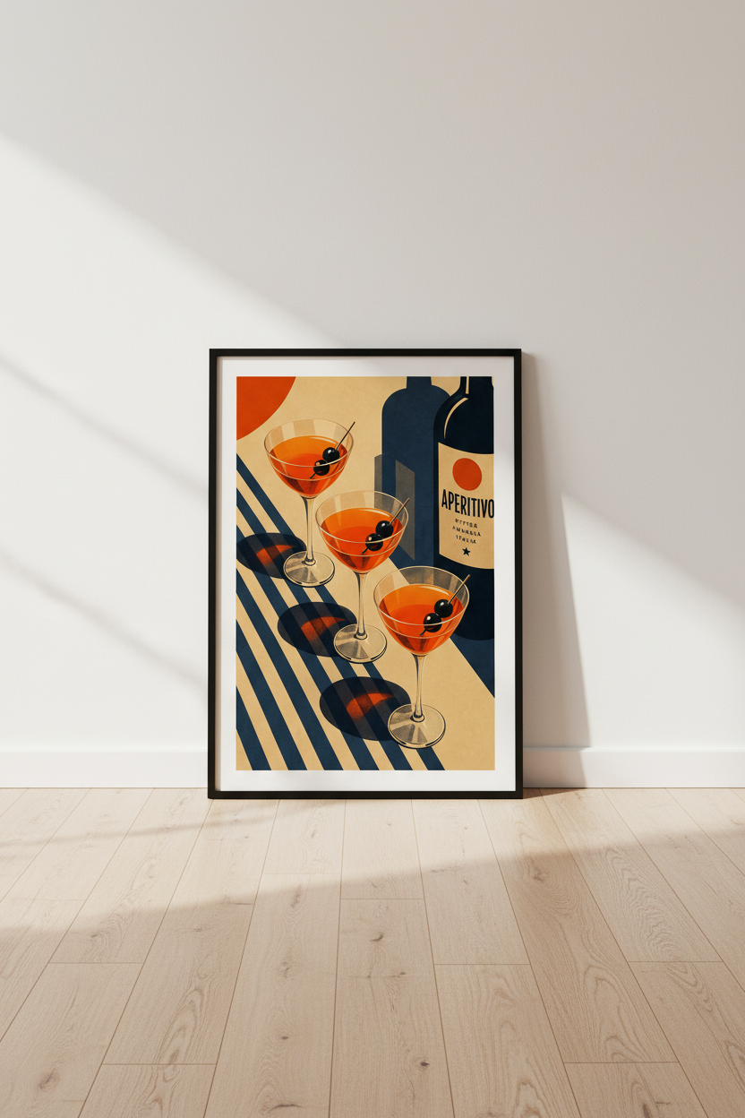 aperitivo poster | Midcentury Cocktail Art, Kitchen Bar Decor