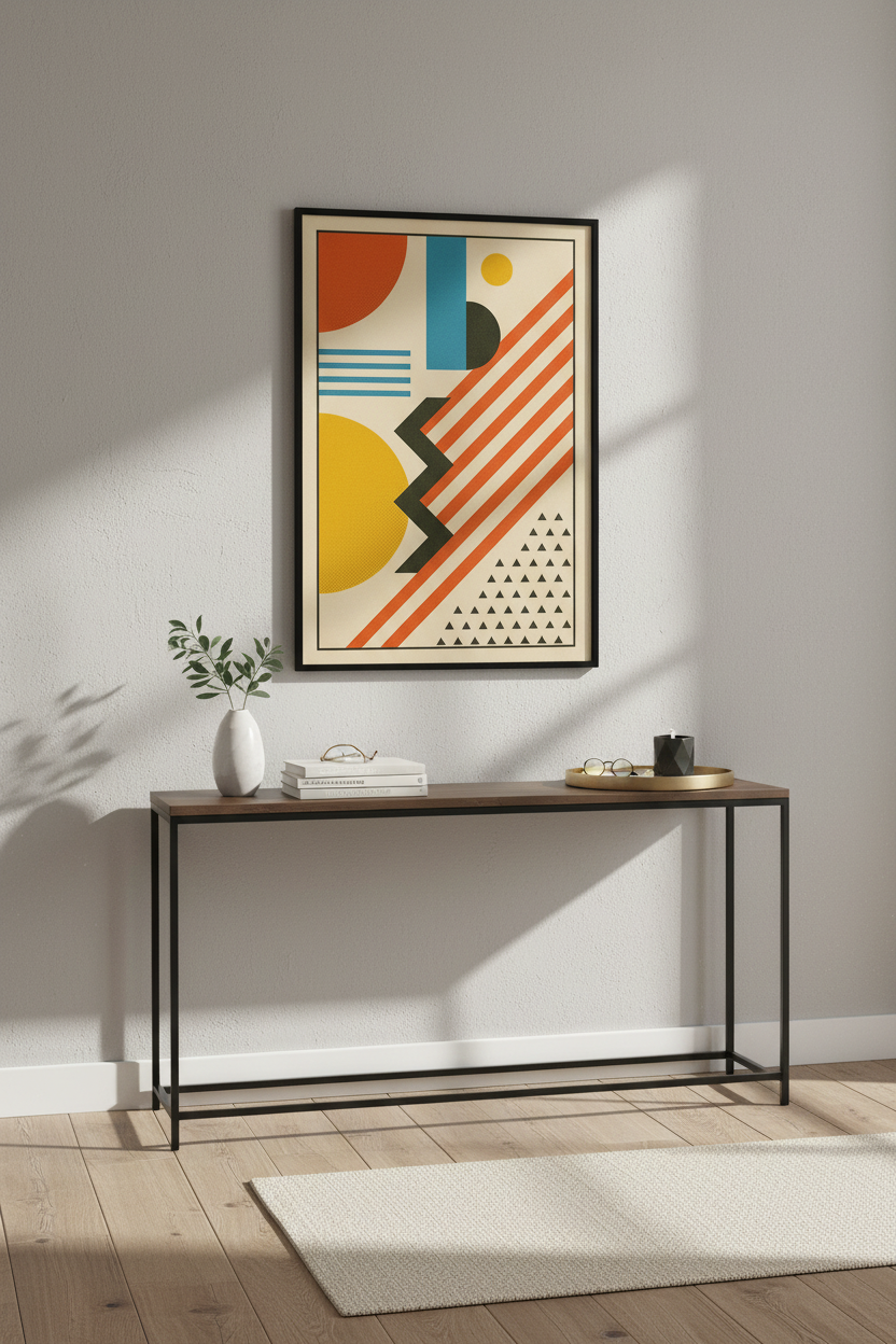 Bauhaus Geometric Wall Art Print | Mid Century Modern Decor | Abstract Blocks Poster | Retro Vintage Style Home