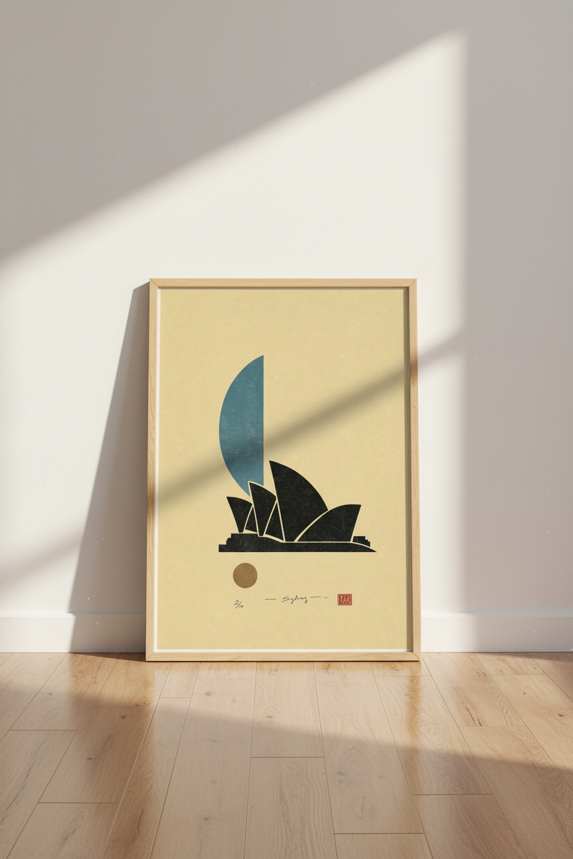 Sydney Opera House Art | Minimalist Bauhaus Print, Modern Travel Decor