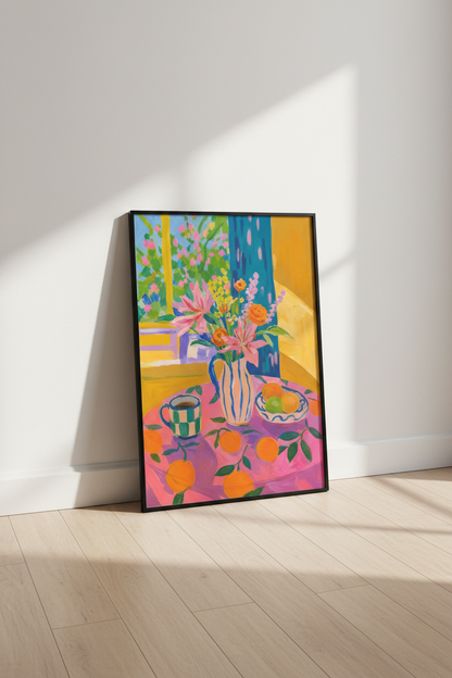floral wall art | vibrant still-life bouquet, kitchen decor