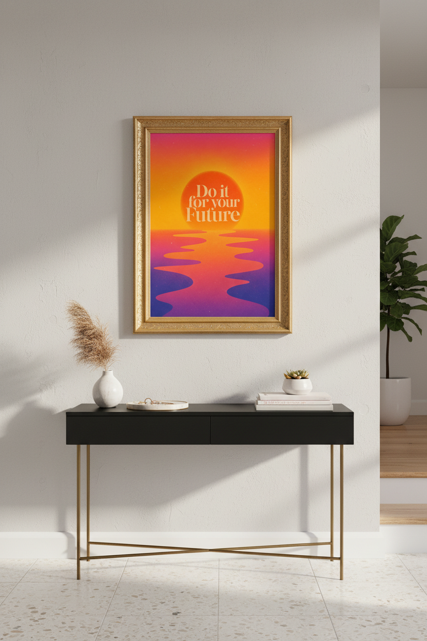 motivational poster | Retro Sunset Gradient, Office Decor