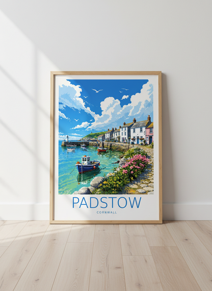 Padstow Cornwall Wall Art | Coastal Travel Poster, Nautical Decor Print