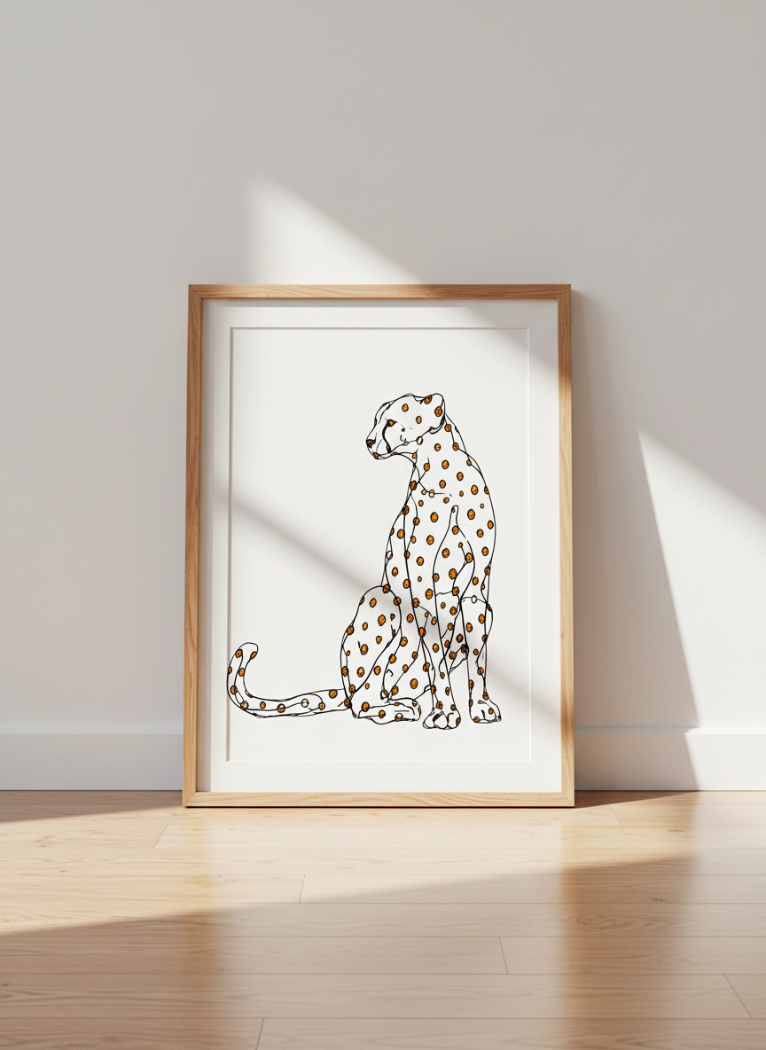 Minimalist Cheetah Wall Art Print | Modern Safari Decor | Abstract Animal Poster | Tribal Cat Wall Decor | Digital Download