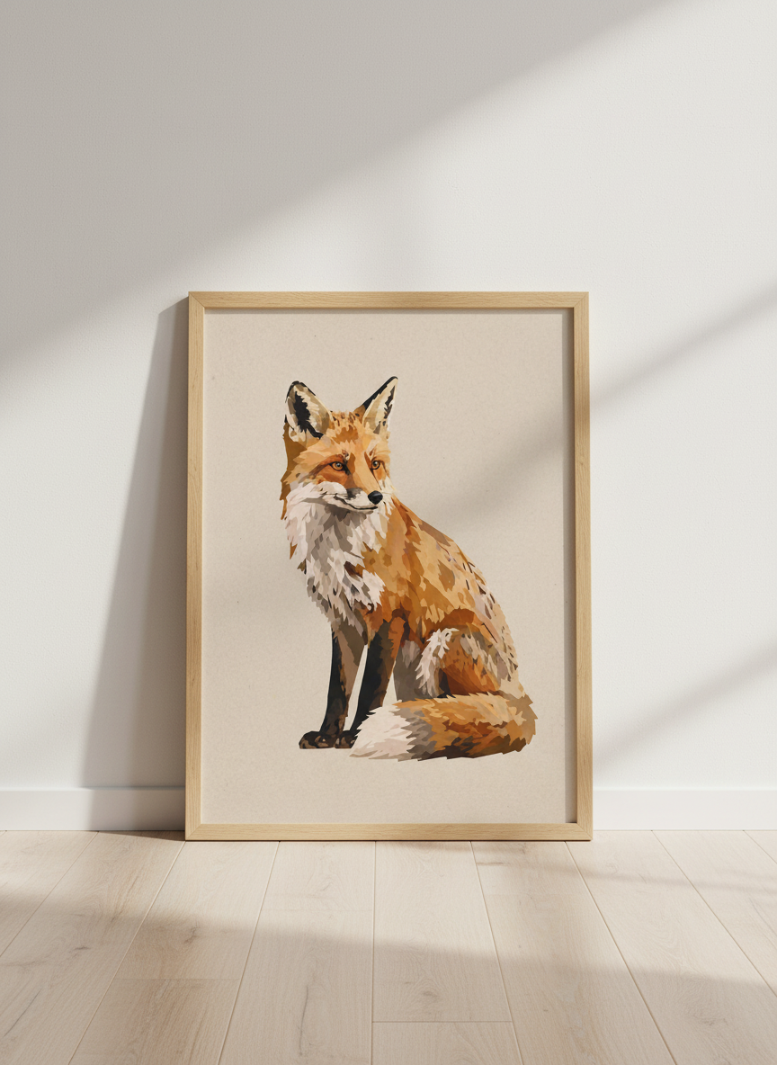 Abstract Fox Wall Art Print | Woodland Nursery Decor | Rustic Boho Poster | Framed Unframed Digital Instant Download