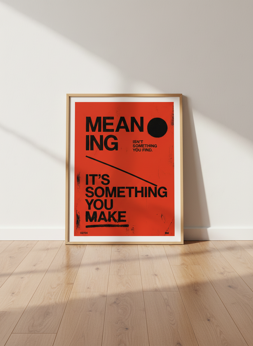 Meaning Quote Wall Art | Red Black Typographic Poster Print | Office Decor, Gift