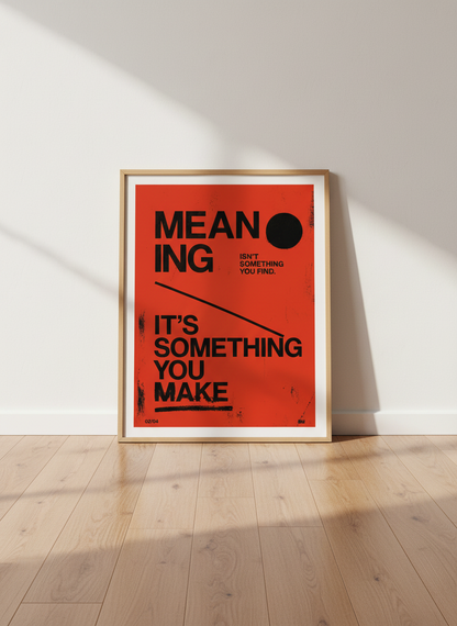 Meaning Quote Wall Art | Red Black Typographic Poster Print | Office Decor, Gift