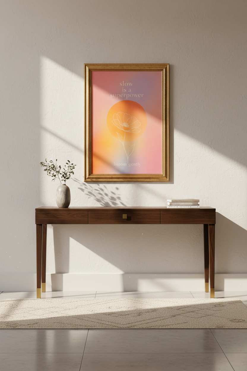 slow living wall art | minimalist pastel botanical, bedroom decor
