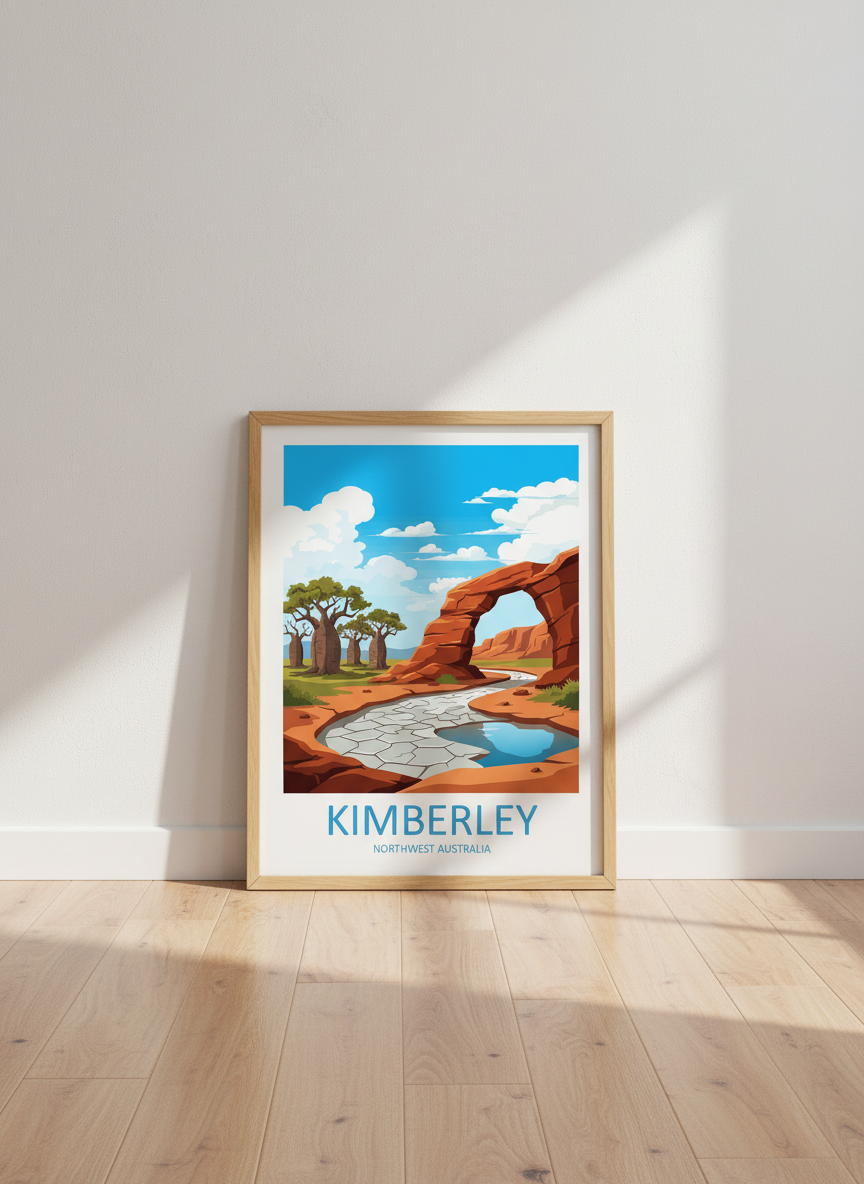 Kimberley Australia Travel Poster | Outback Boab Tree Art, Nature Wall Decor