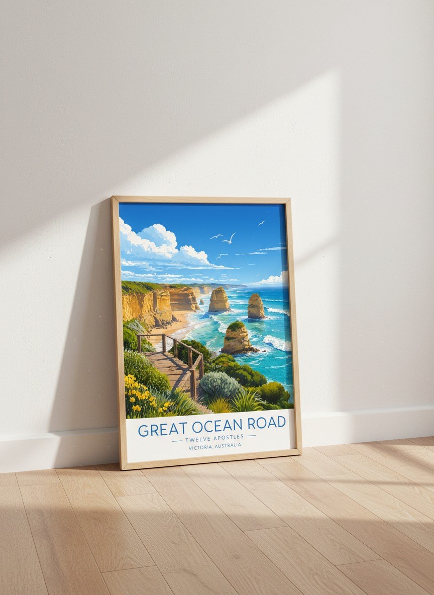 Great Ocean Road Twelve Apostles Print | Australia Travel Decor | Coastal Wall Art