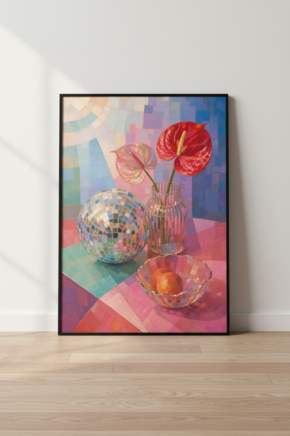 mosaic still life print | Colorful Modern Kitchen Decor, Pastel Poster