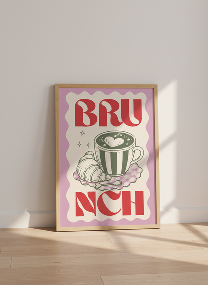 Brunch Cafe Wall Art Print | Kitchen Decor Coffee Poster | Retro Food Aesthetic