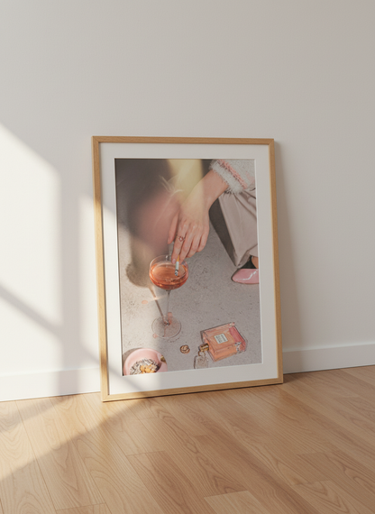 Chic Champagne &amp; Cigarette Wall Art Print | Trendy Bar Cart Decor | Aesthetic Poster