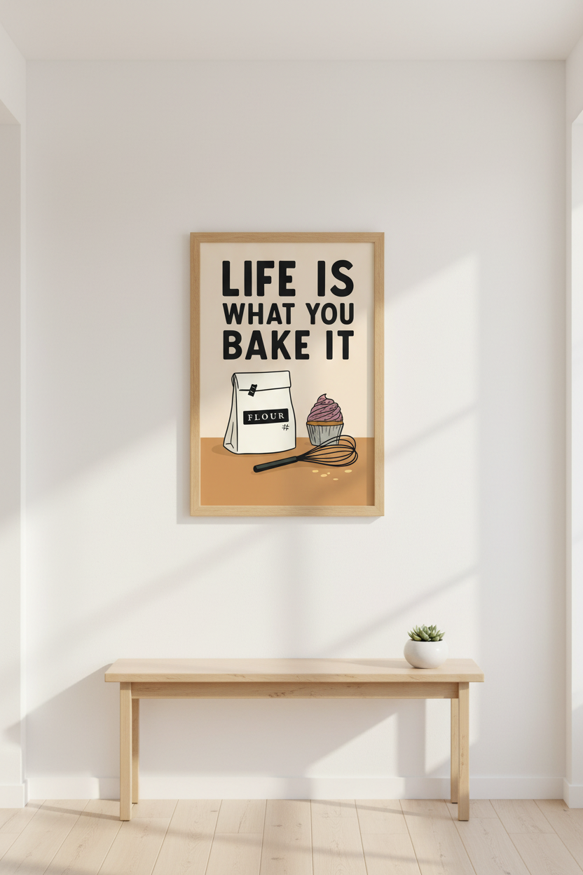 Humorous Kitchen Framed Wall Art | Bakery Decor Quote Poster | Foodie Gift | Fun Cooking Print | Ready to Hang Baking Art