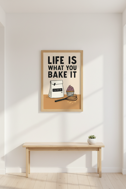 Humorous Kitchen Framed Wall Art | Bakery Decor Quote Poster | Foodie Gift | Fun Cooking Print | Ready to Hang Baking Art