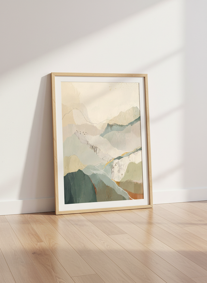 Abstract Mountain Art Print | Earth Tone Landscape, Nature Wall Decor