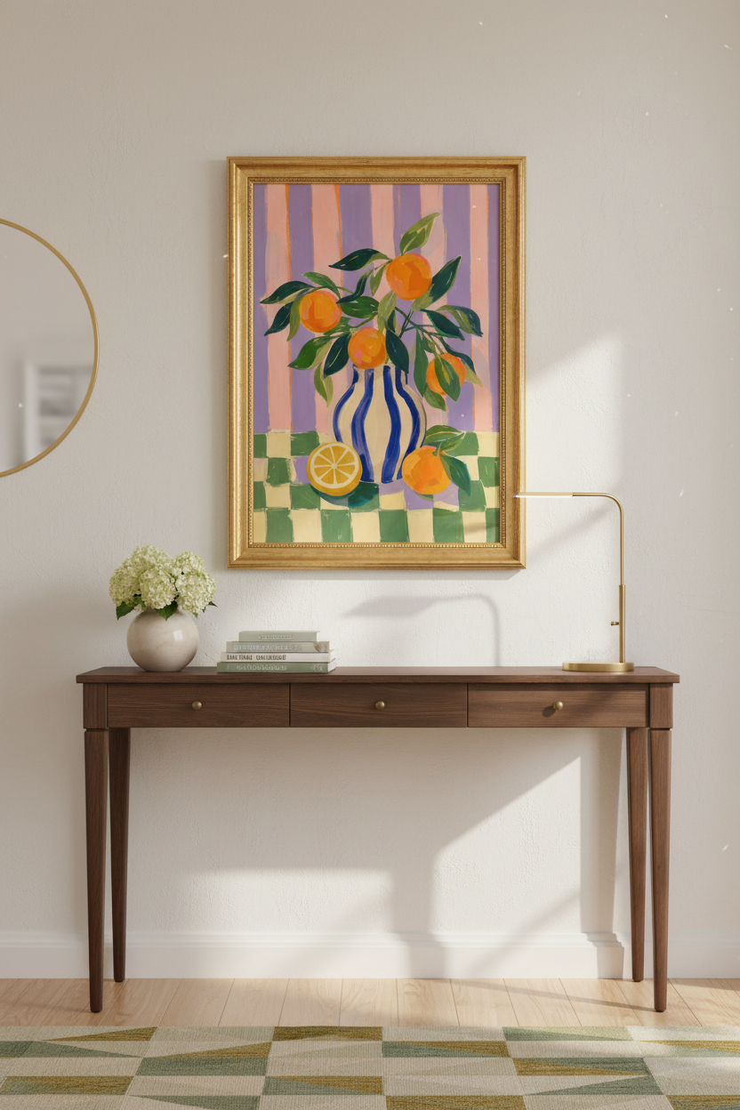 citrus wall print | Modern Striped Vase, Kitchen Decor