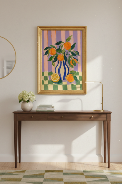 citrus wall print | Modern Striped Vase, Kitchen Decor
