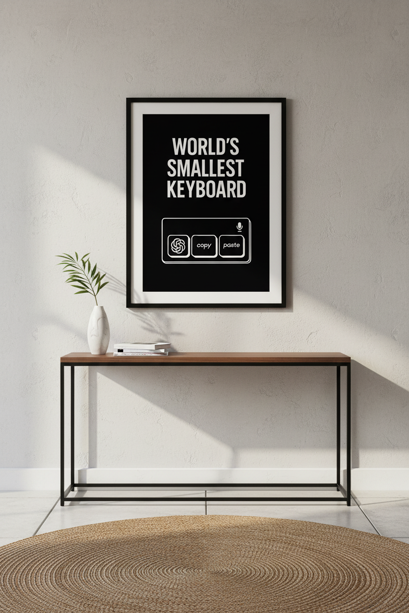 Minimalist AI Humor Wall Art Print | Office Decor Tech | Funny Programmer Poster | World&
